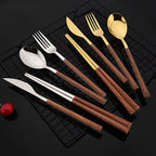 Cutlery Stainless+Wooden Set