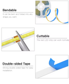 Dimmable COB LED Strip with Double-sided Tape and Remote Controller 5M