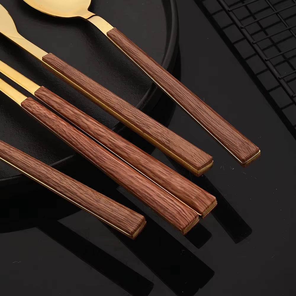 Cutlery Stainless+Wooden Set